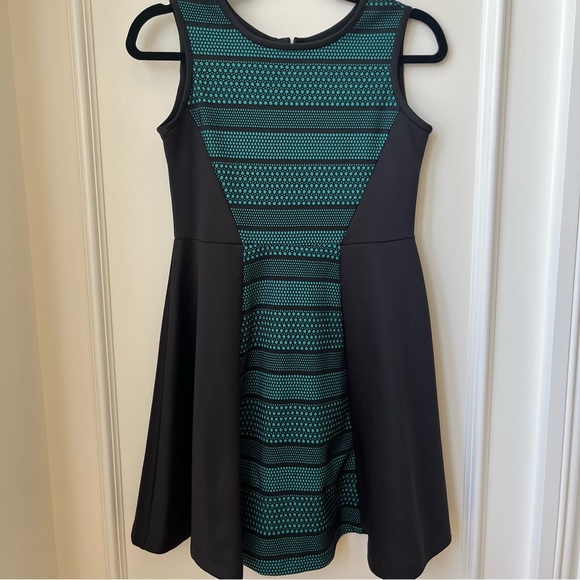 Florence Eiseman Girls Turquoise And Black Fit And Flare Scuba Dress Size 14 - Picture 1 of 4
